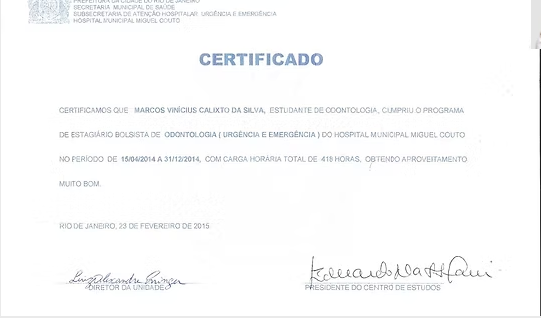 Estágio — Hospital Municipal Miguel Couto